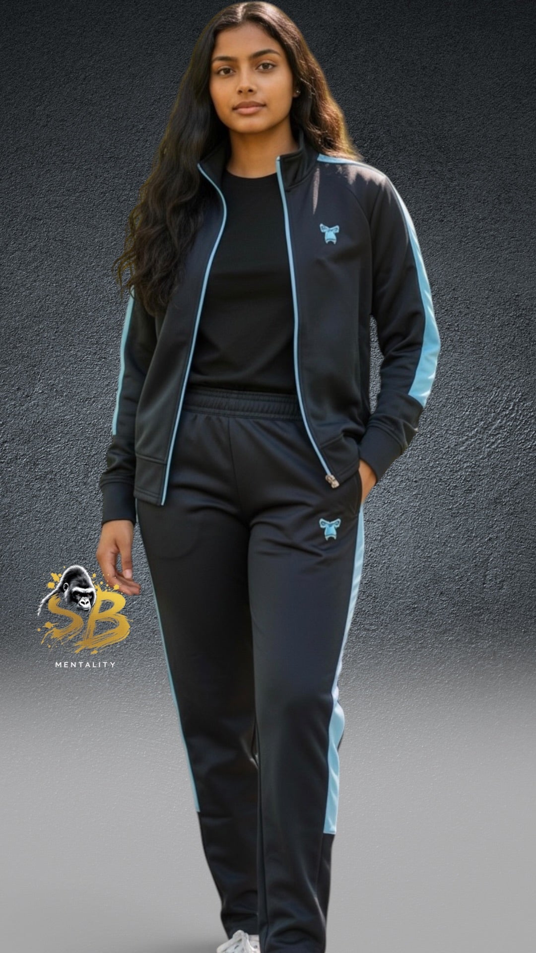 Navy & Sky Blue Premium Knitted Tracksuit.