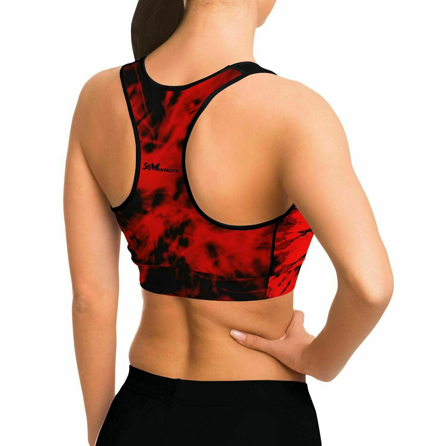 Red & Black Tie Dye Sports Bra