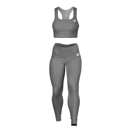 Padded Sports Bra & Leggings - Grey & White