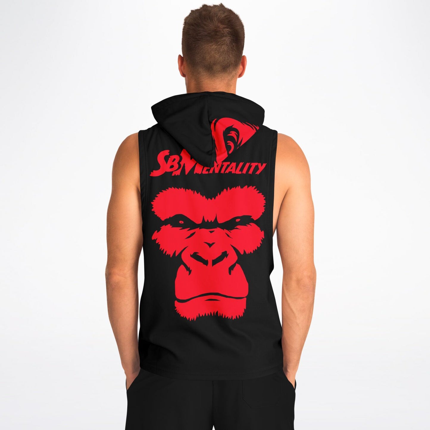 SB Mentality Fashion Drop Armhole Hoodie - Black & Red