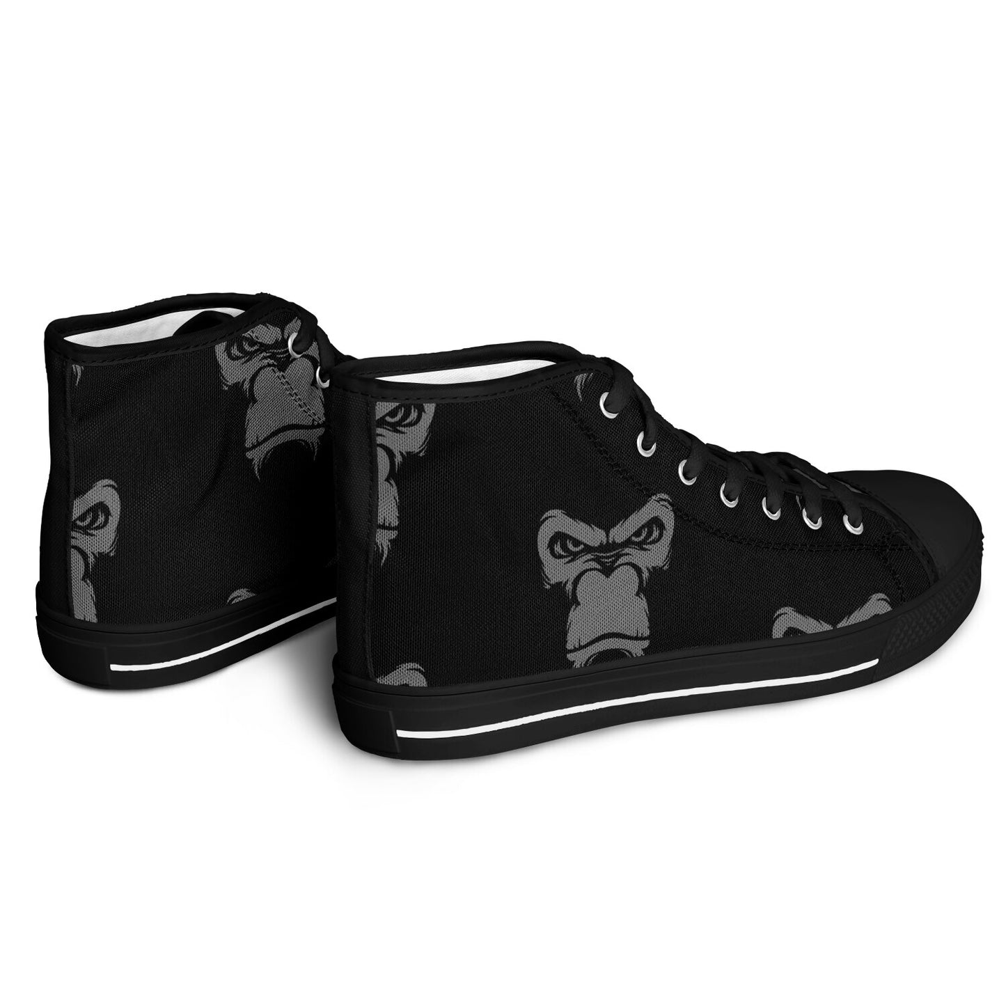 High Top Shoes - Black on Black - Grey