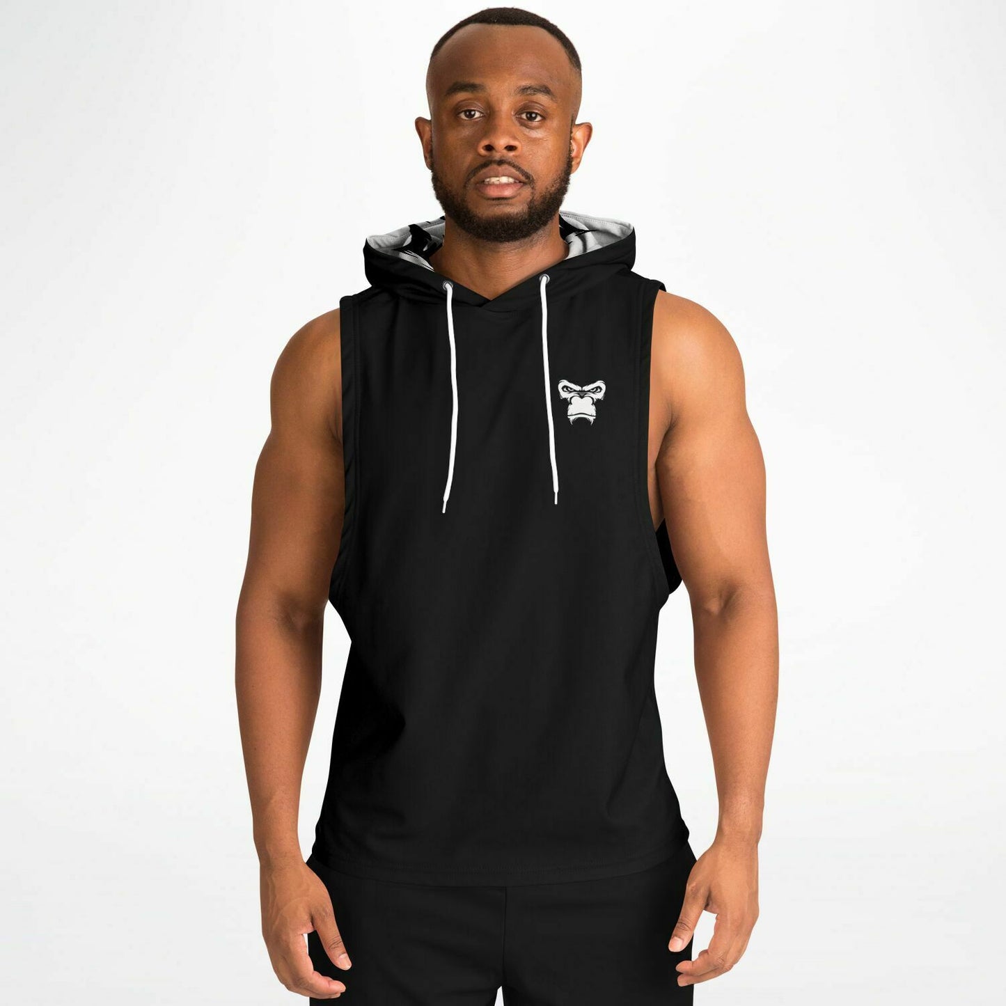 SB Mentality Fashion Drop Armhole Hoodie - Black & White