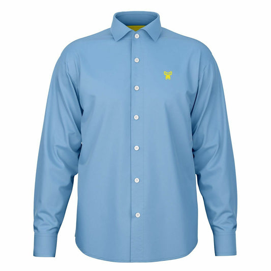 Long Sleeve Button Down Shirt - Sky Blue & Yellow