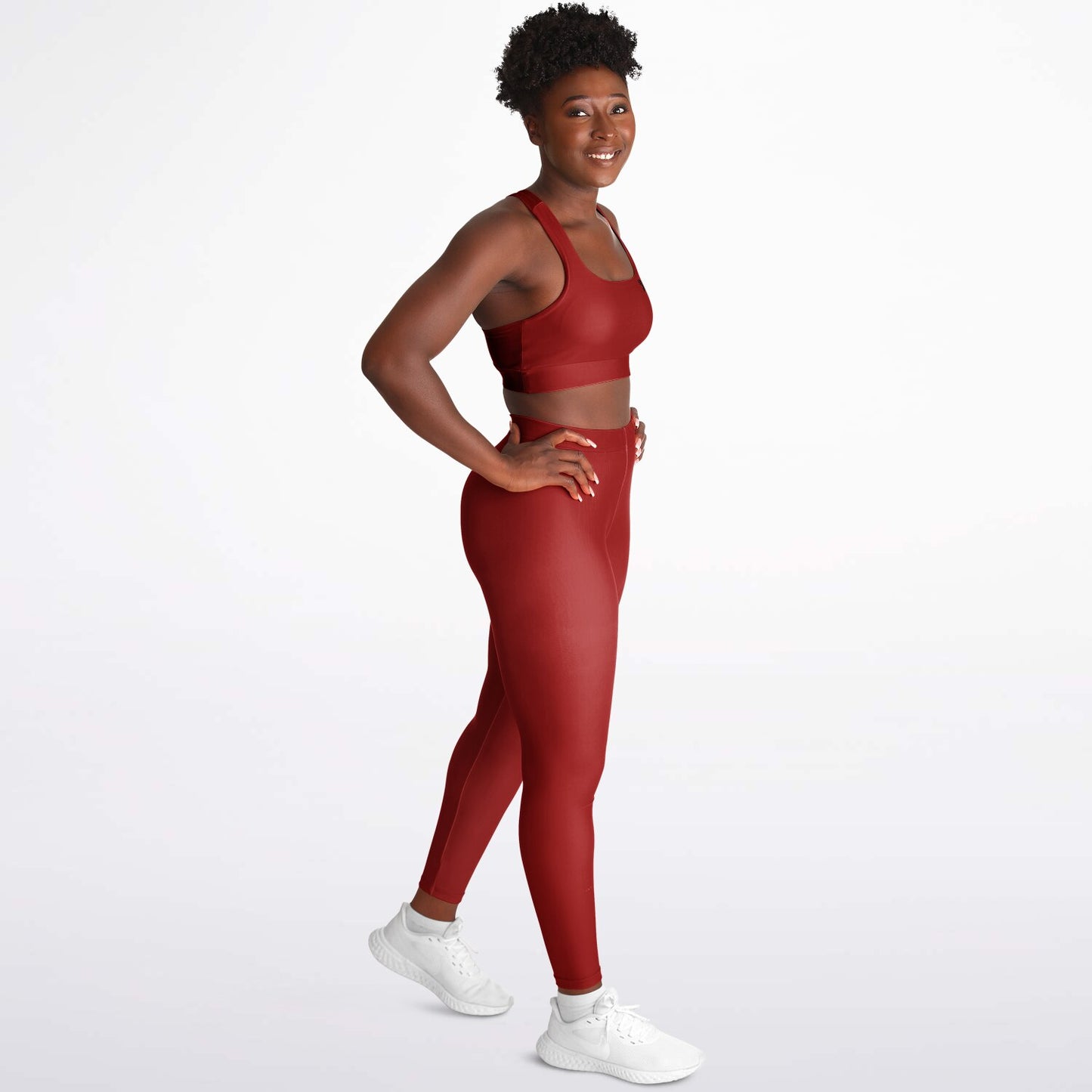 Padded Sports Bra & Leggings - Red & Black
