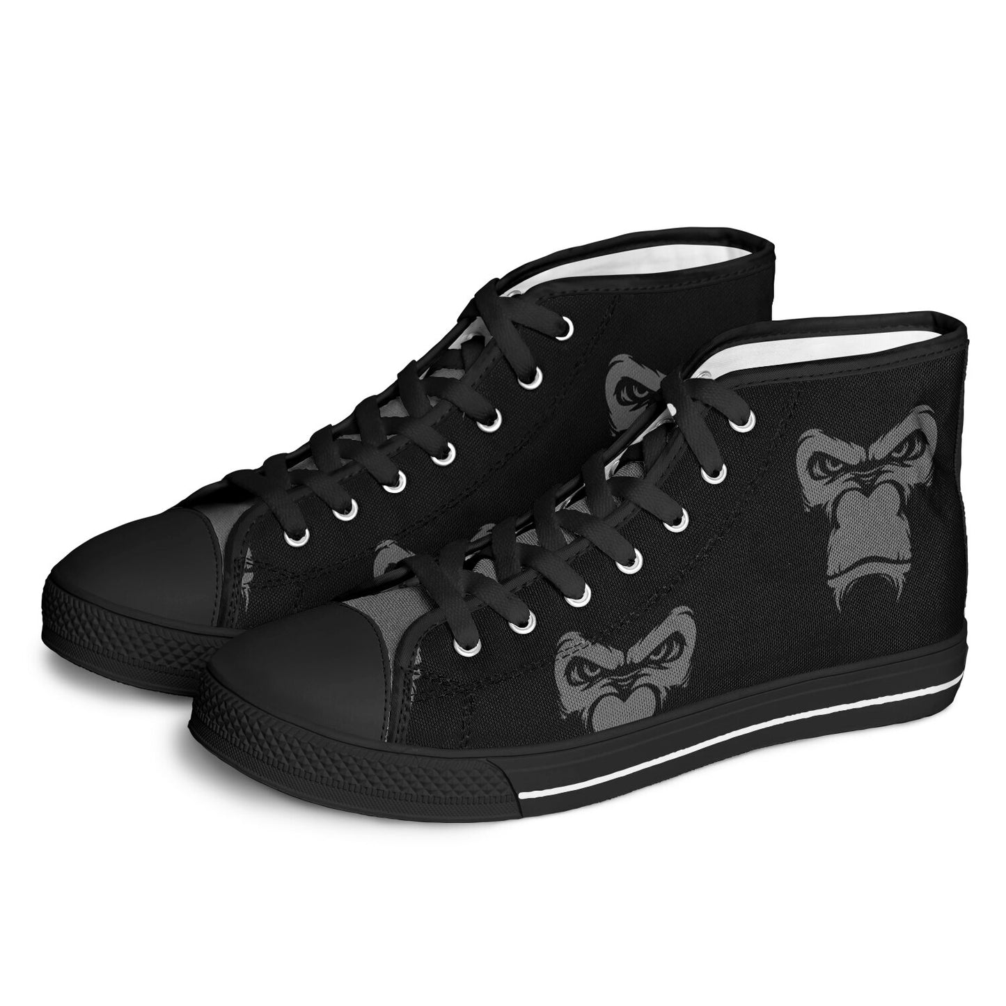 High Top Shoes - Black on Black - Grey
