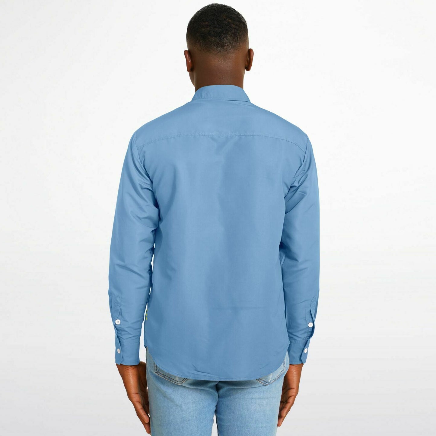Long Sleeve Button Down Shirt - Sky Blue & Yellow