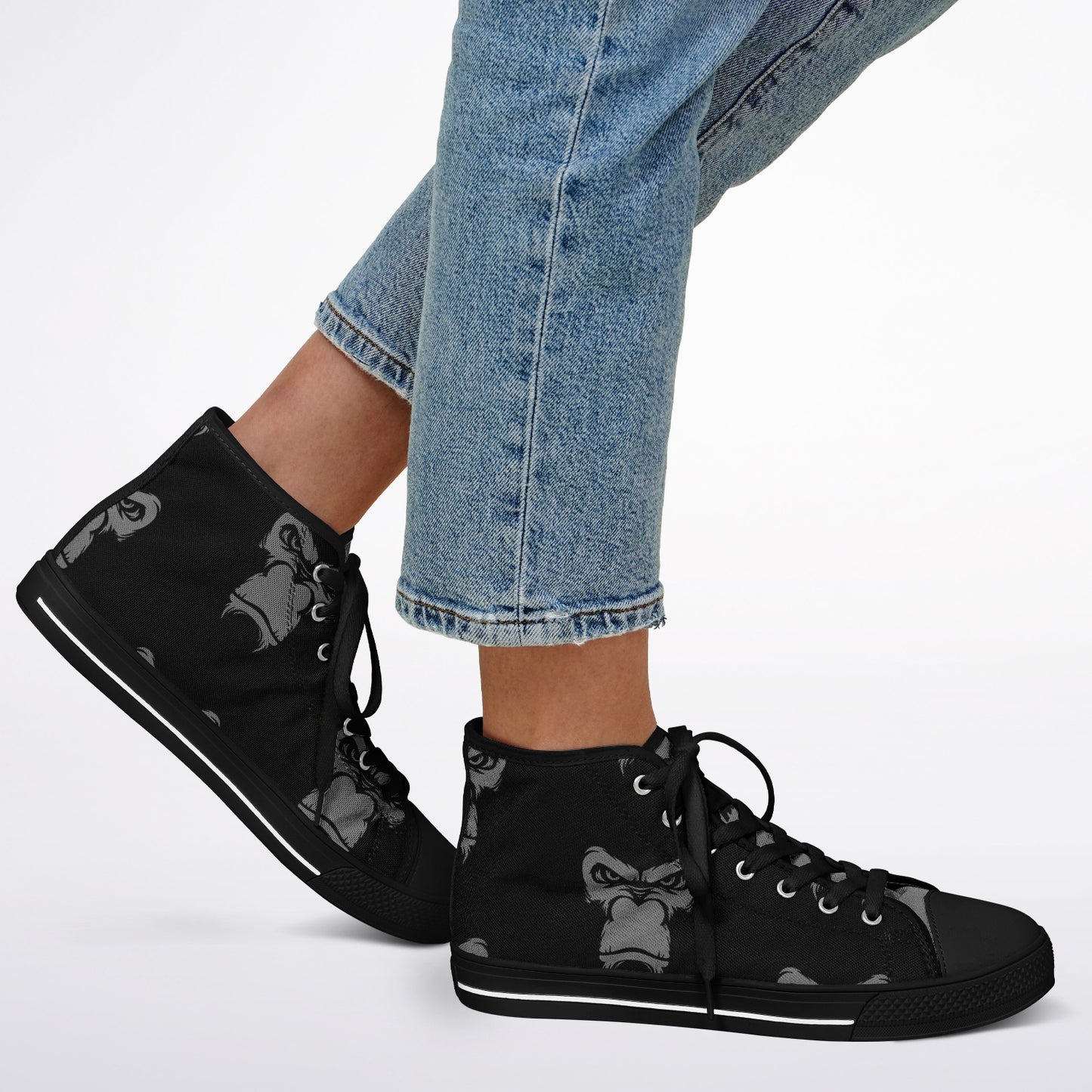 High Top Shoes - Black on Black - Grey