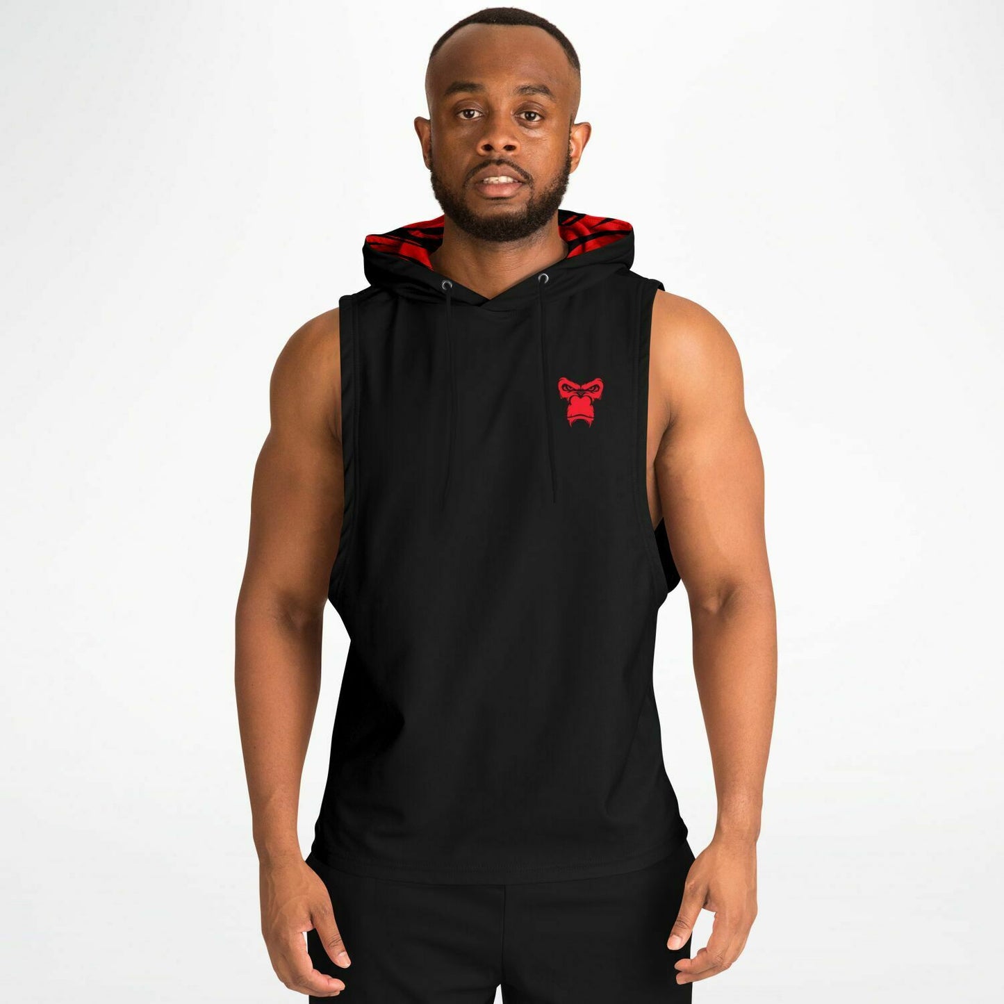 SB Mentality Fashion Drop Armhole Hoodie - Black & Red