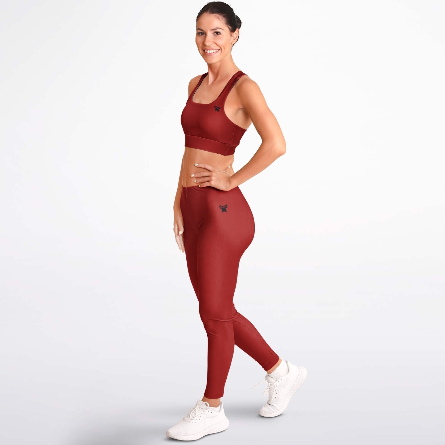 Padded Sports Bra & Leggings - Red & Black