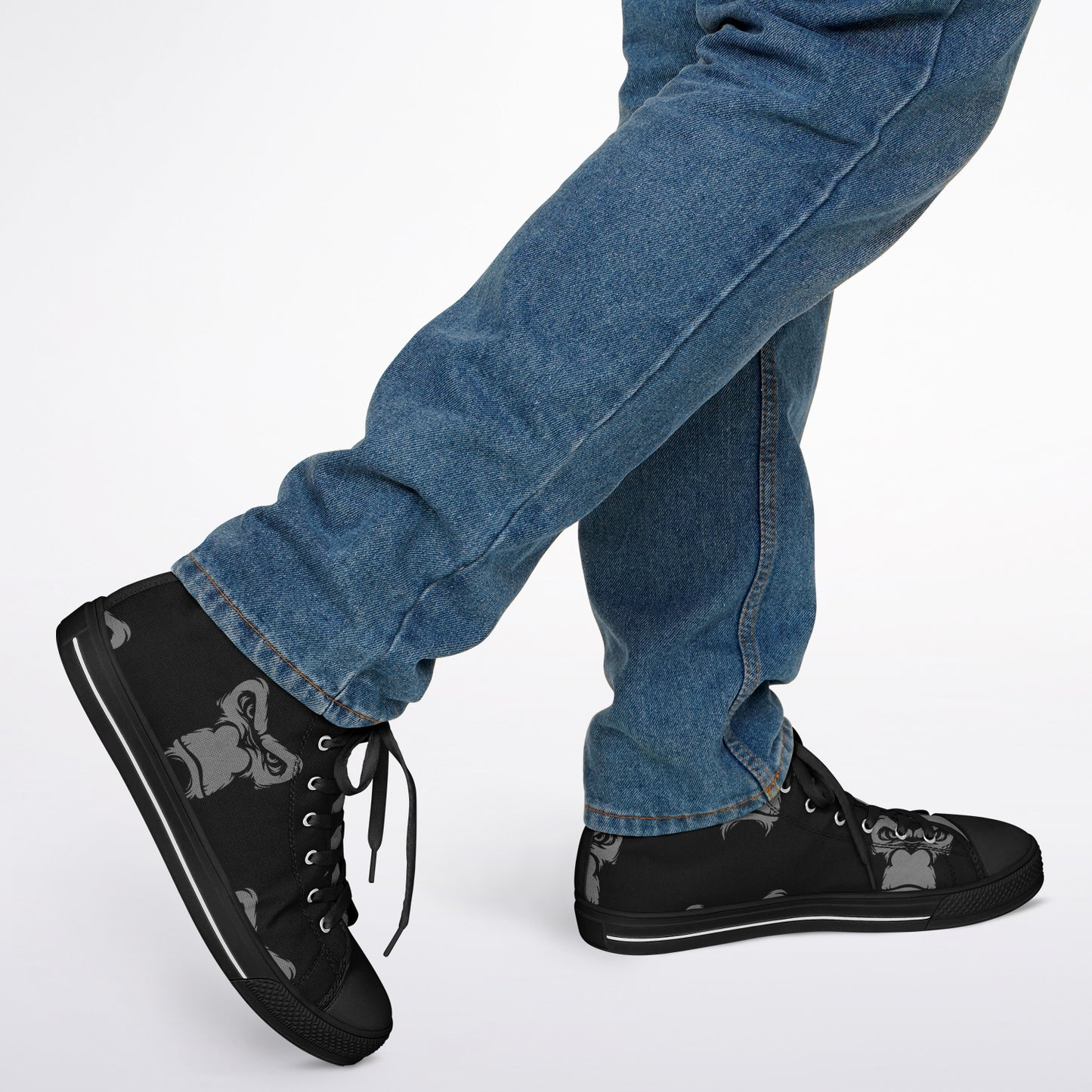 High Top Shoes - Black on Black - Grey