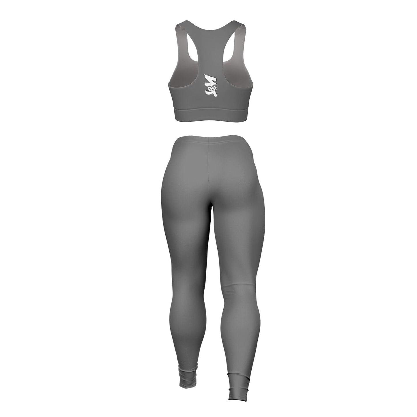 Padded Sports Bra & Leggings - Grey & White