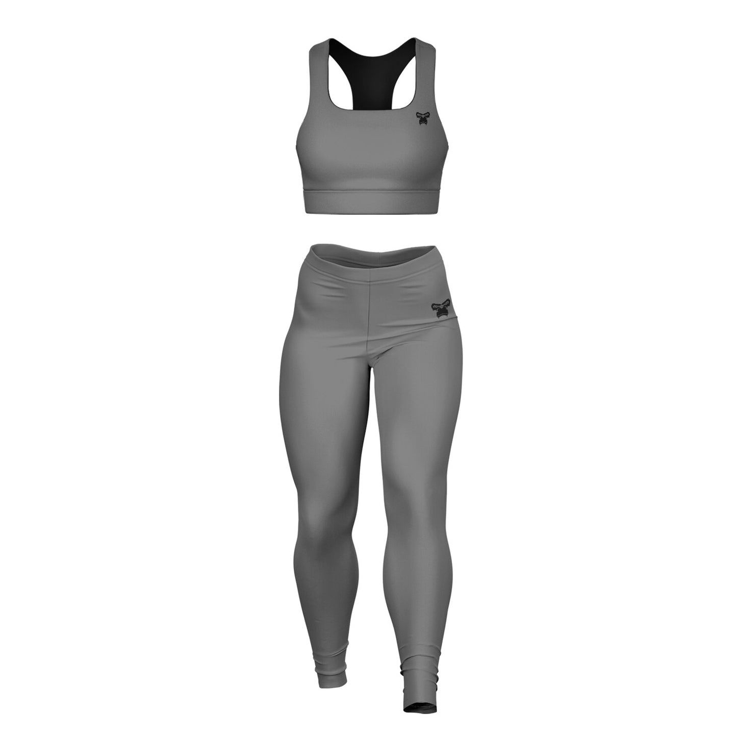 Padded Sports Bra & Leggings - Grey & Black