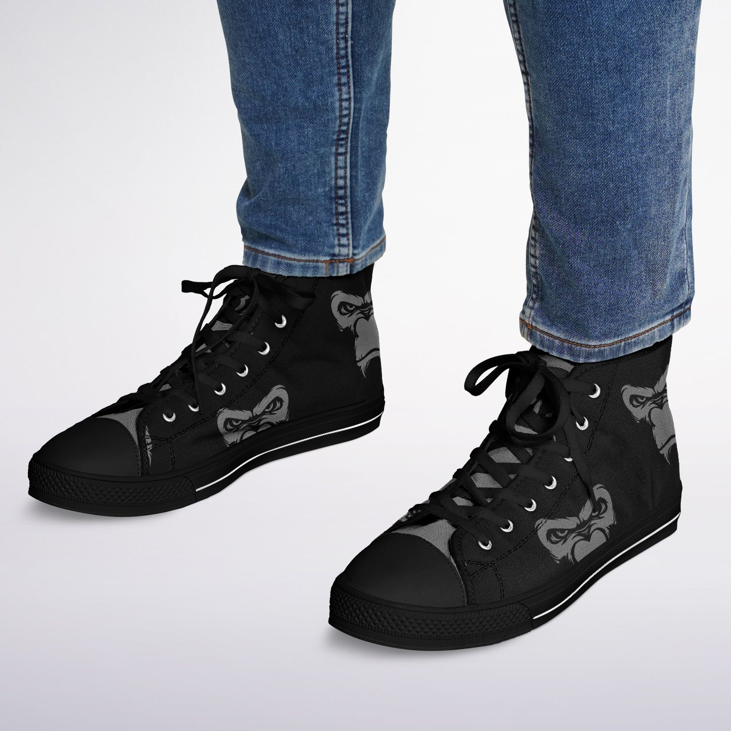 High Top Shoes - Black on Black - Grey