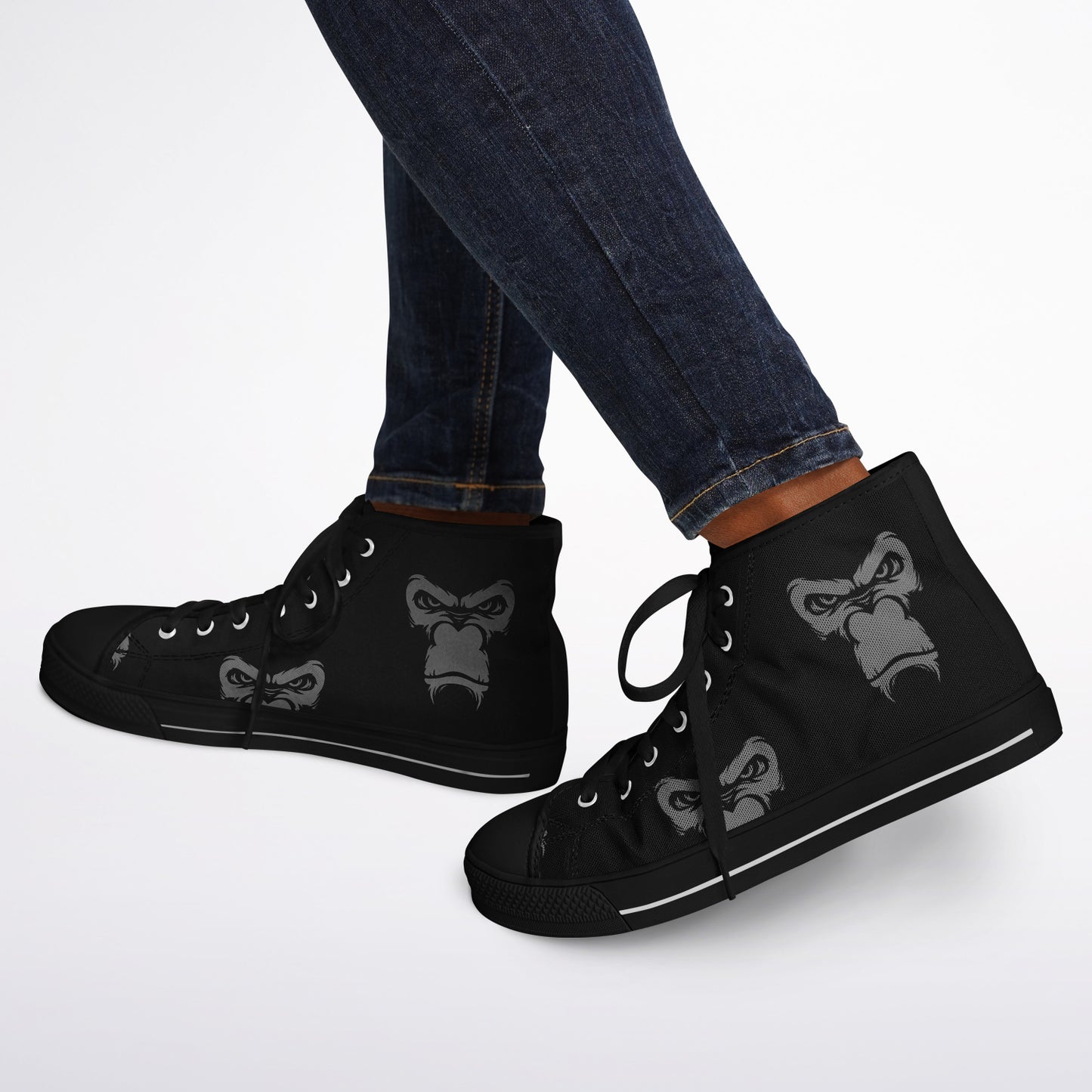 High Top Shoes - Black on Black - Grey