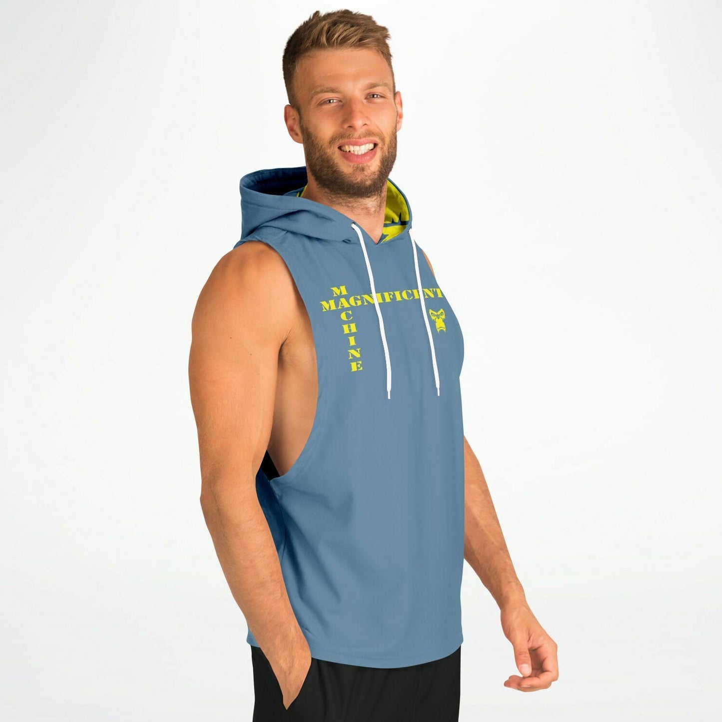 Sb Mentality Fashion Drop Armhole Hoodie - Navy & Yellow