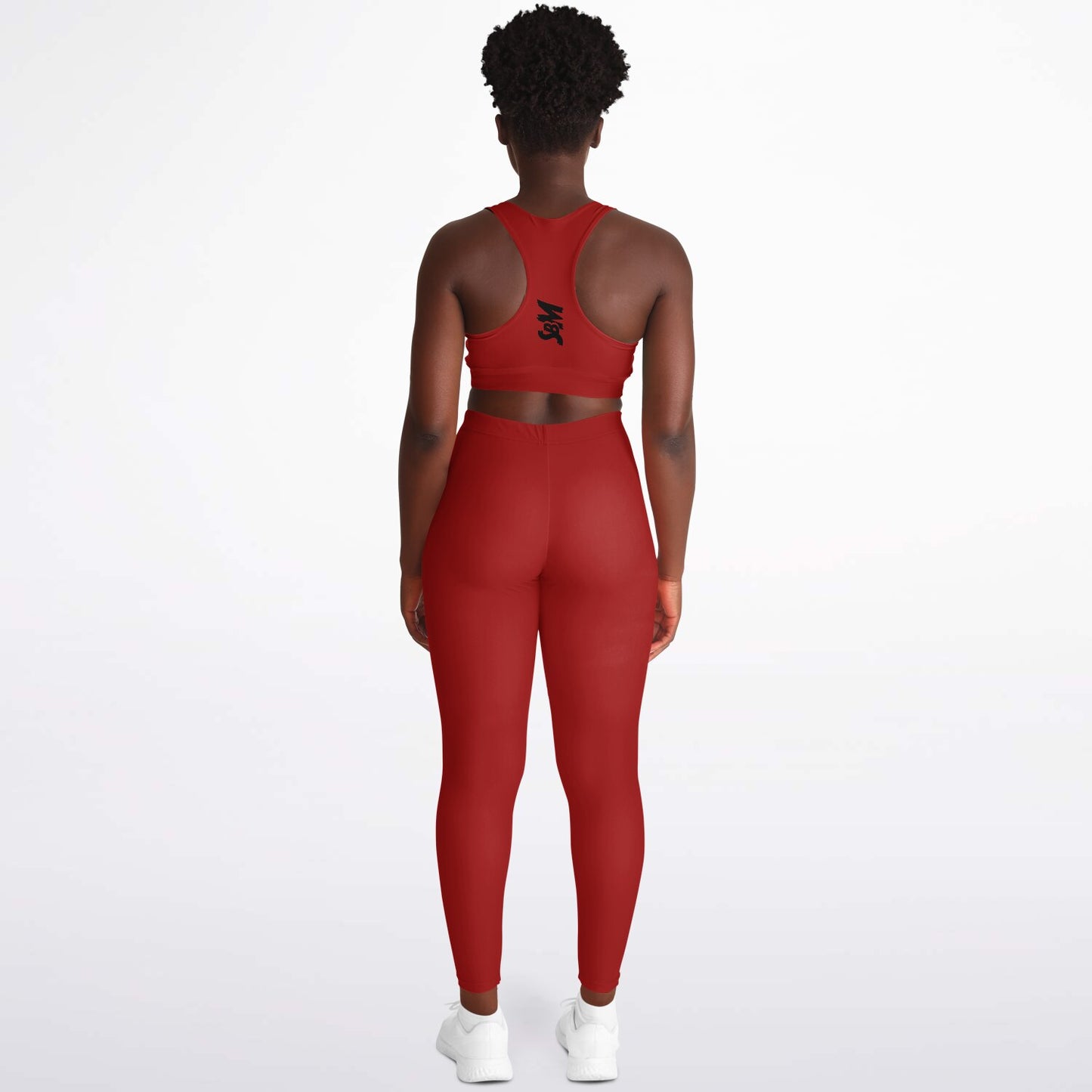 Padded Sports Bra & Leggings - Red & Black
