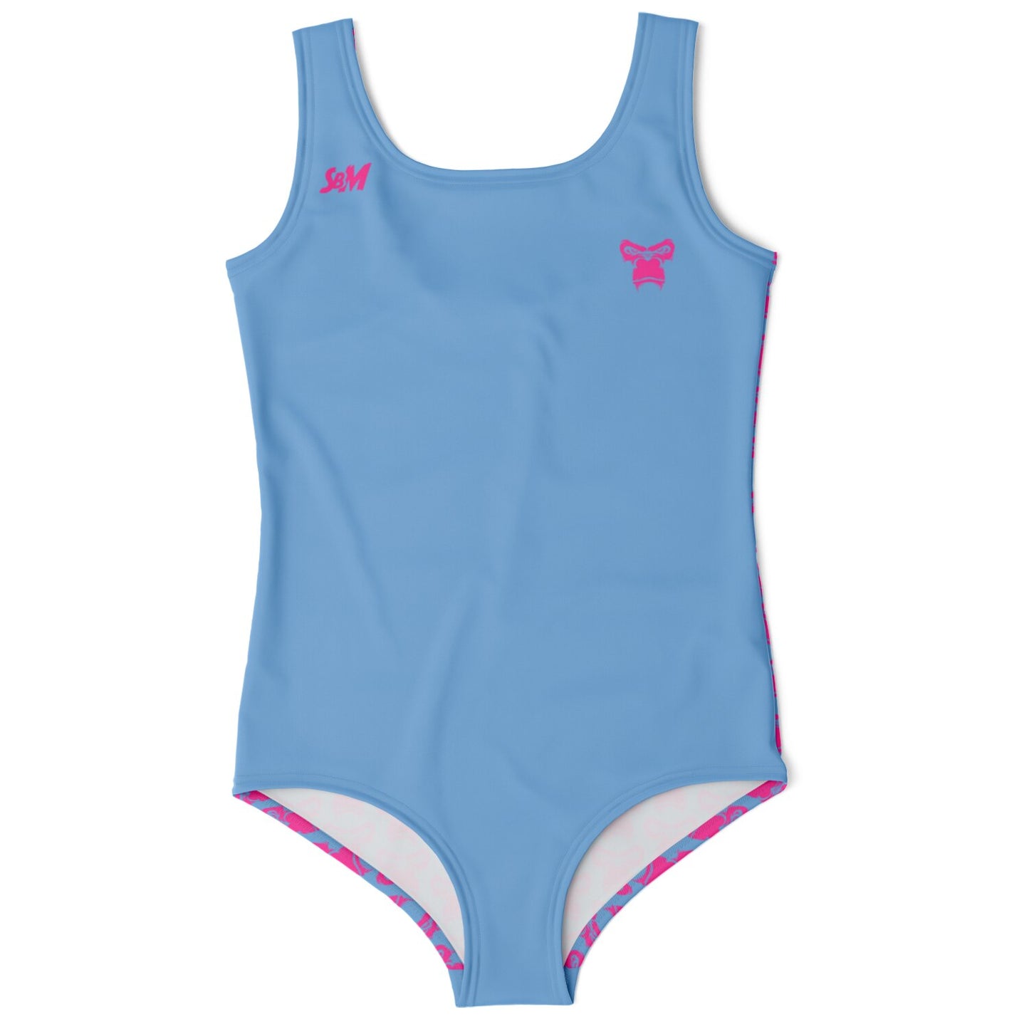 SB Mentality Kids One-Piece Swimsuit - Baby Blue & Pink