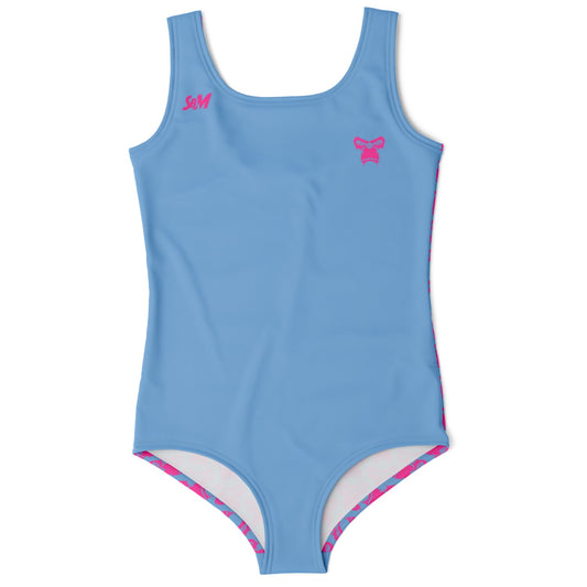 SB Mentality Kids One-Piece Swimsuit - Baby Blue & Pink
