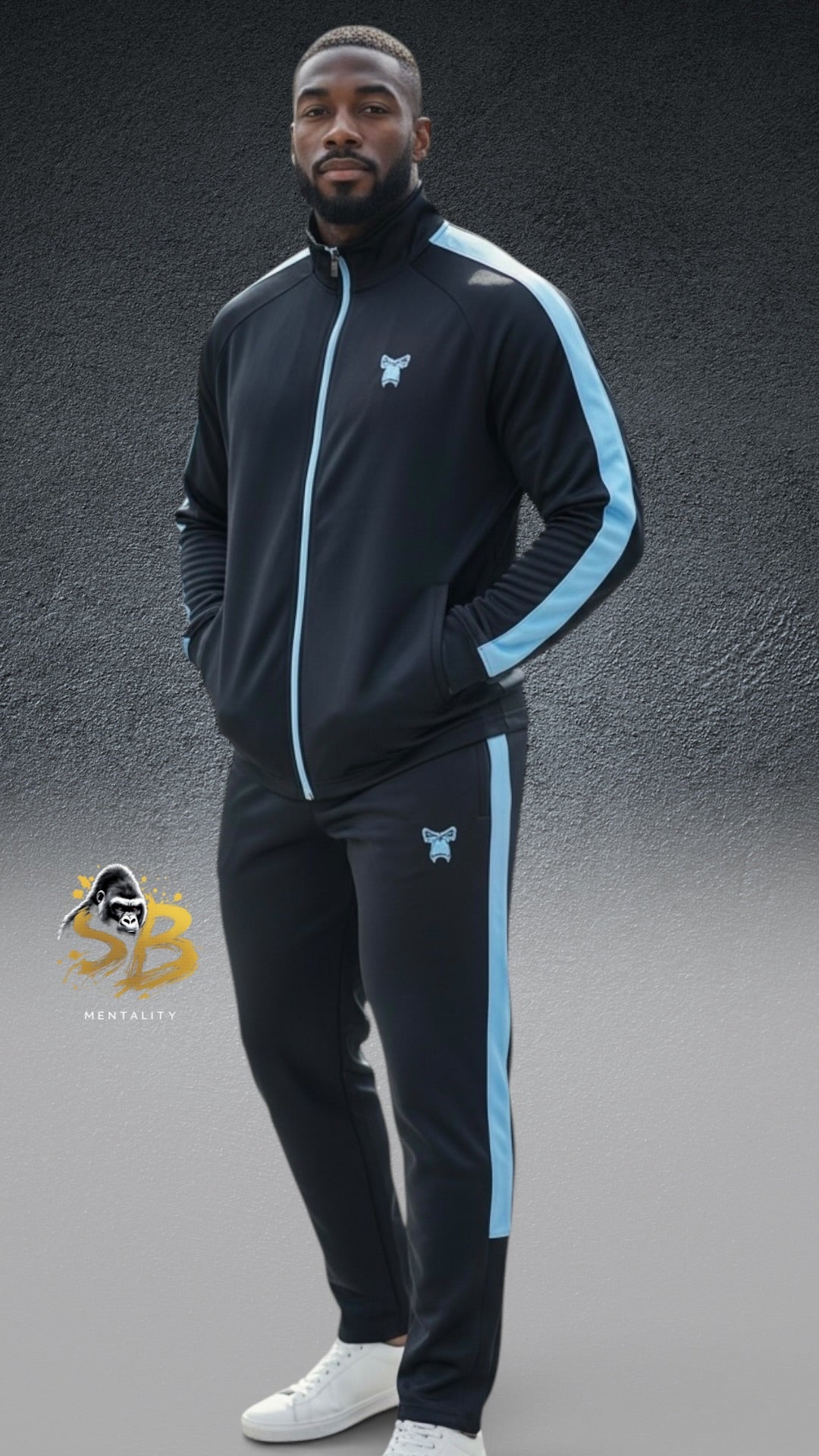 Navy & Sky Blue Premium Knitted Tracksuit.