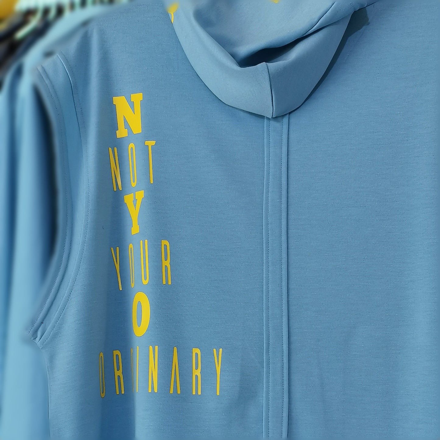 Sleeveless Hoodie - Baby Blue & Yellow