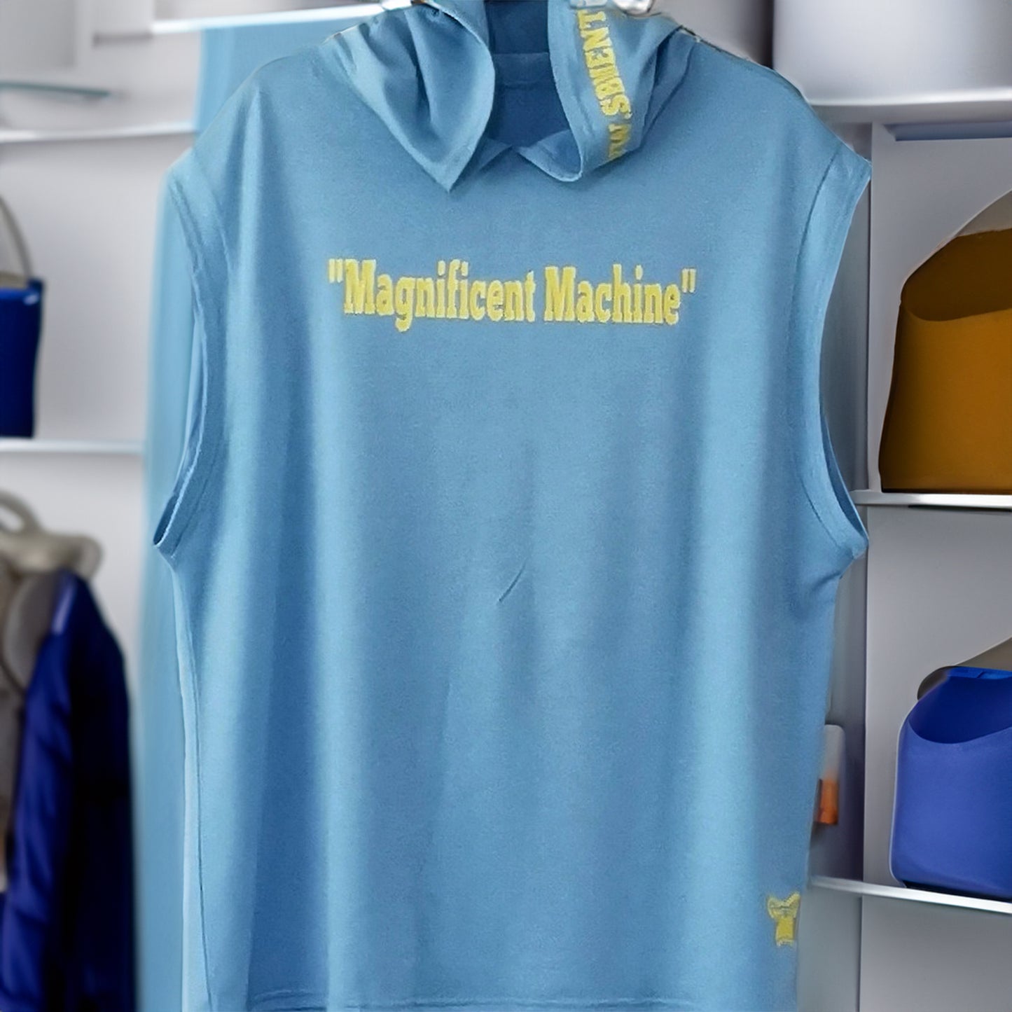 Sleeveless Hoodie - Baby Blue & Yellow