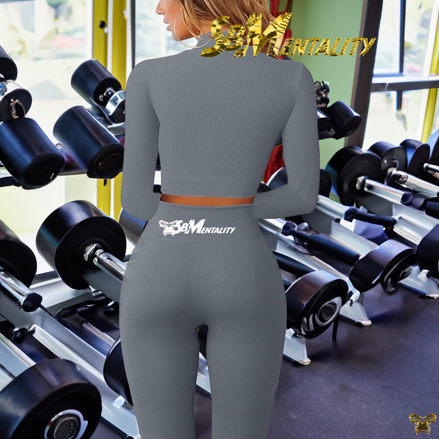 Grey 2 Piece Gym Set - Ribbed (P+P not included, contact Vendor directly)