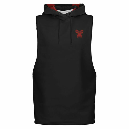 SB Mentality Fashion Drop Armhole Hoodie - Black & Dark Red