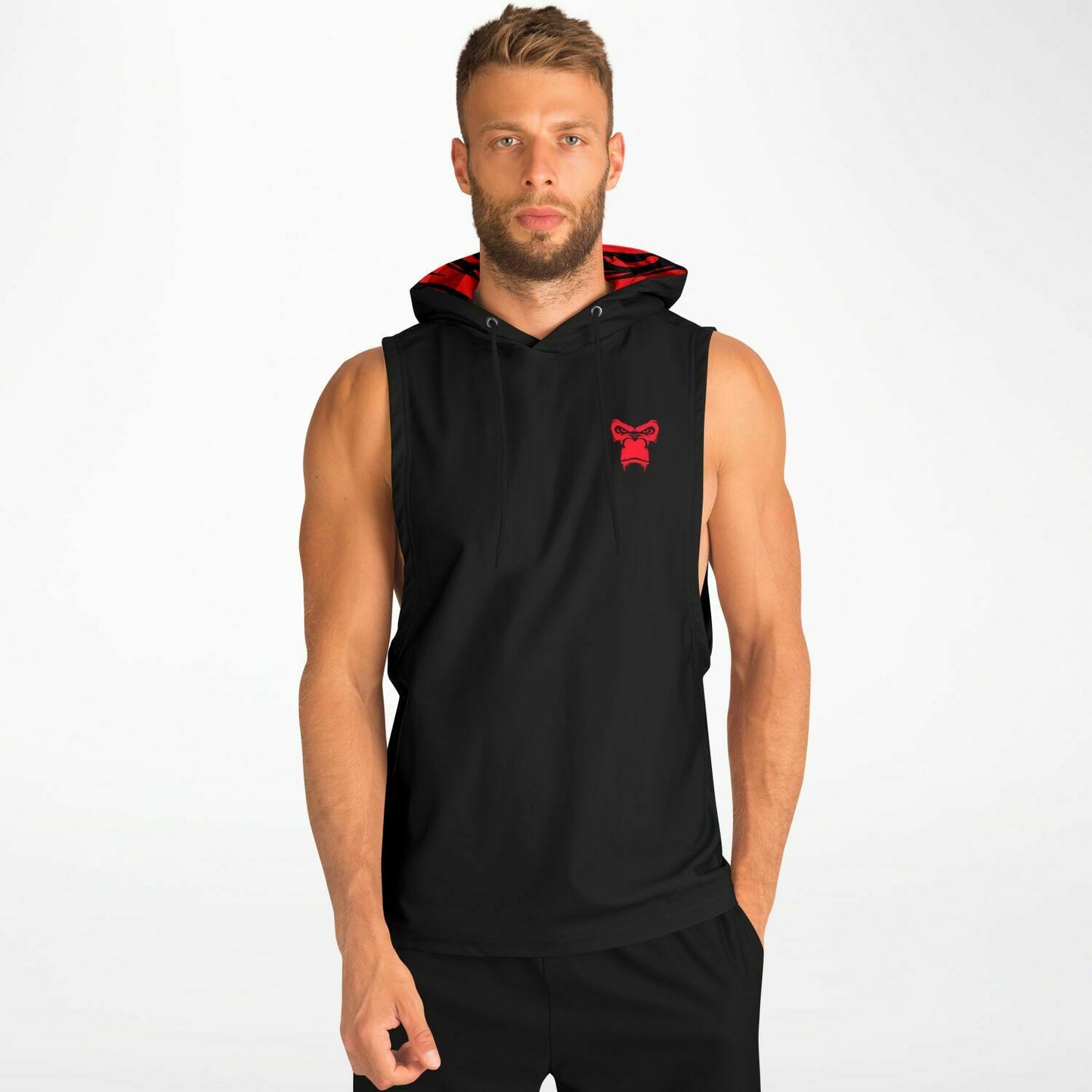 SB Mentality Fashion Drop Armhole Hoodie - Black & Red