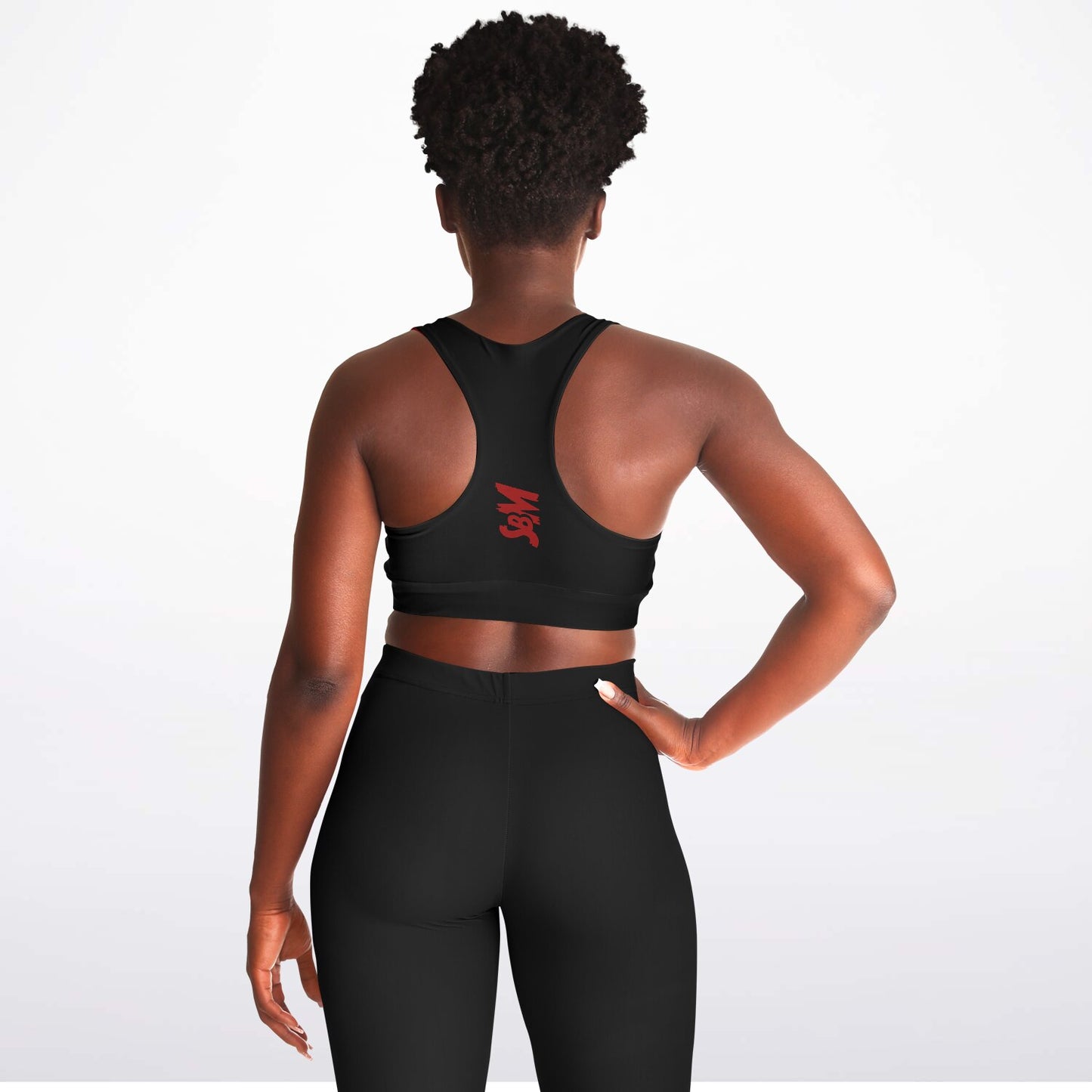 Padded Sports Bra - Black & Red