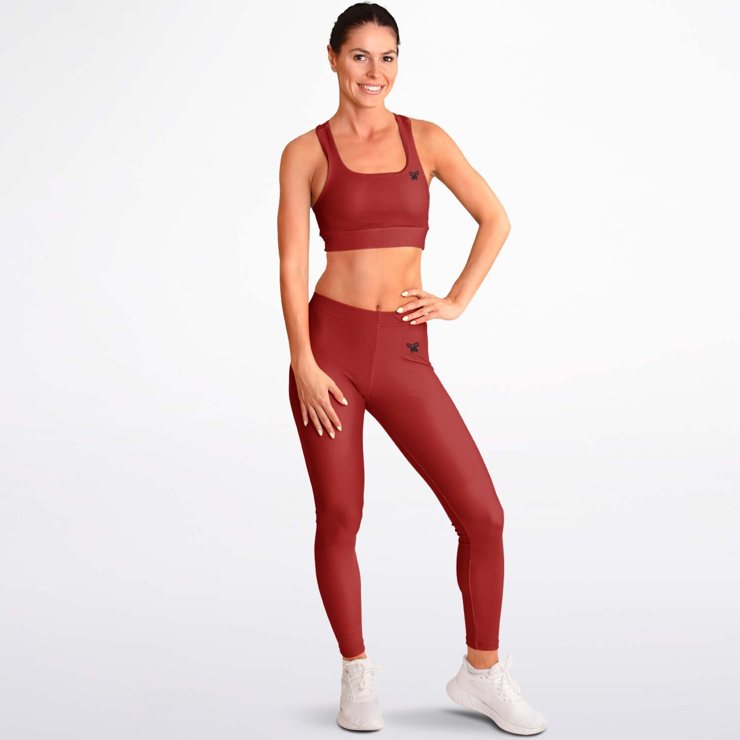 Padded Sports Bra & Leggings - Red & Black