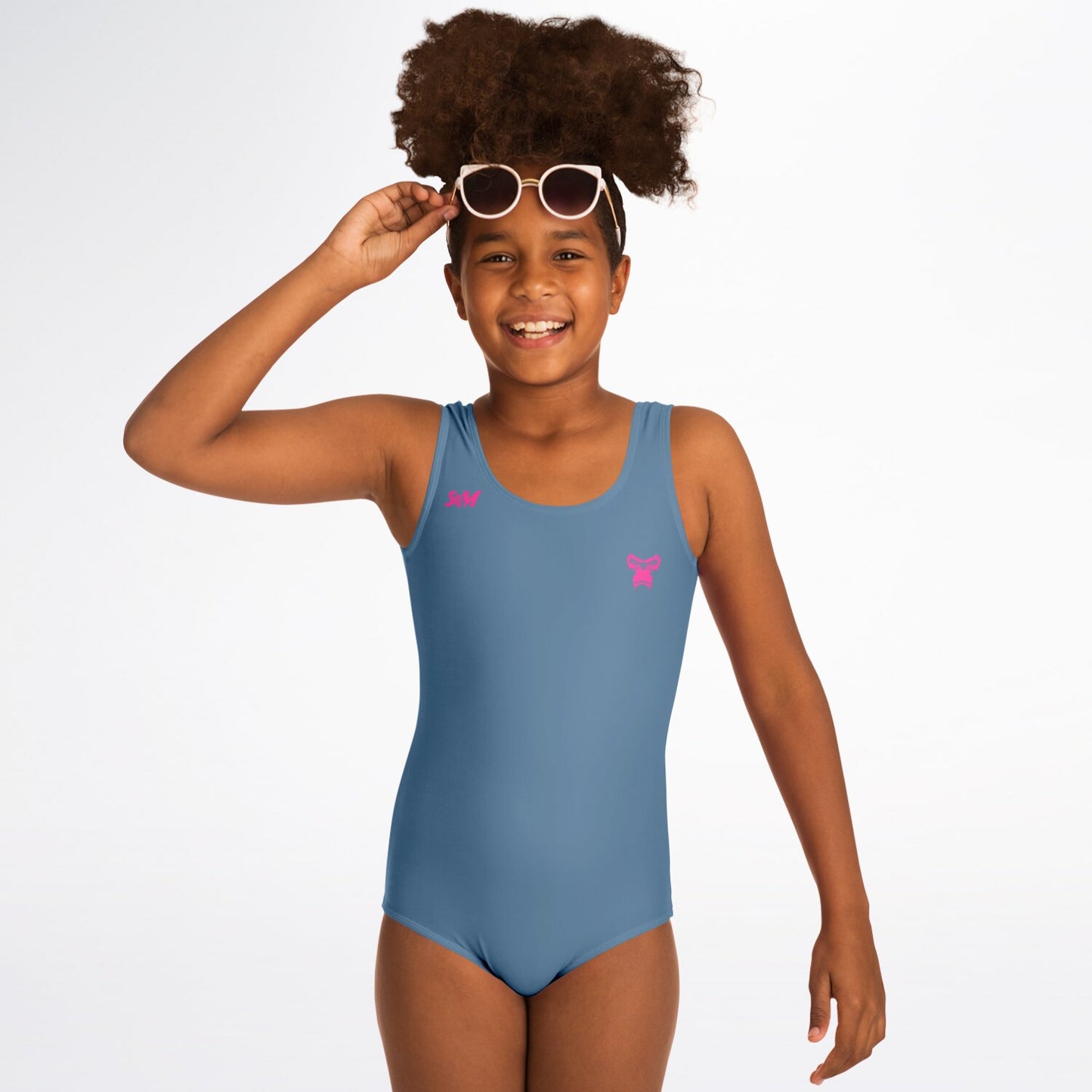 SB Mentality Kids One-Piece Swimsuit - Teal & Pink