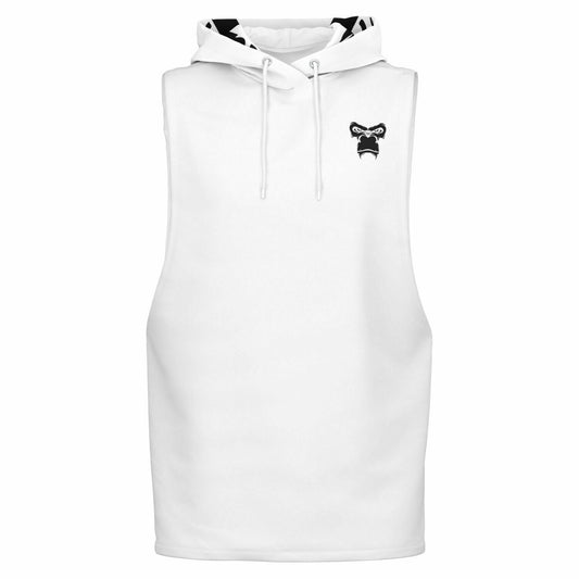 SB Mentality Fashion Drop Armhole Hoodie - White & Charcoal Black