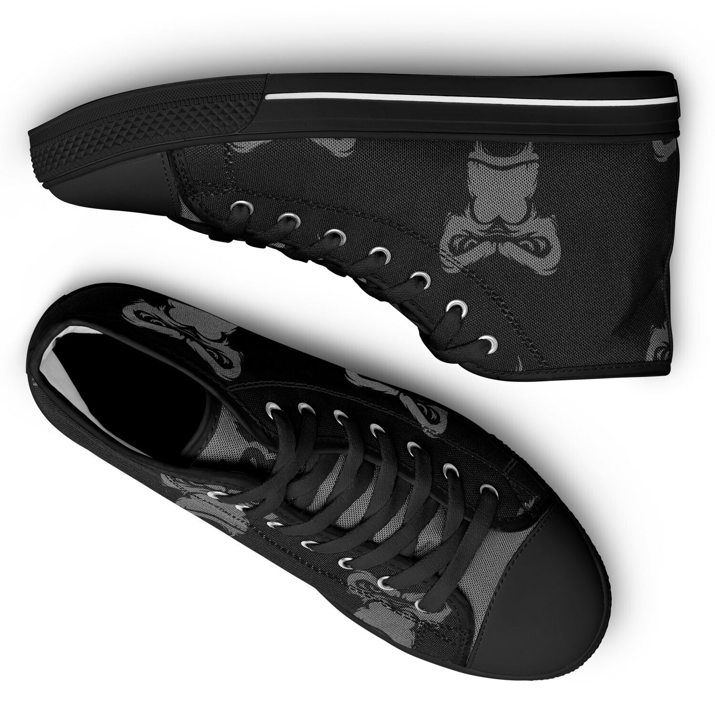 High Top Shoes - Black on Black - Grey