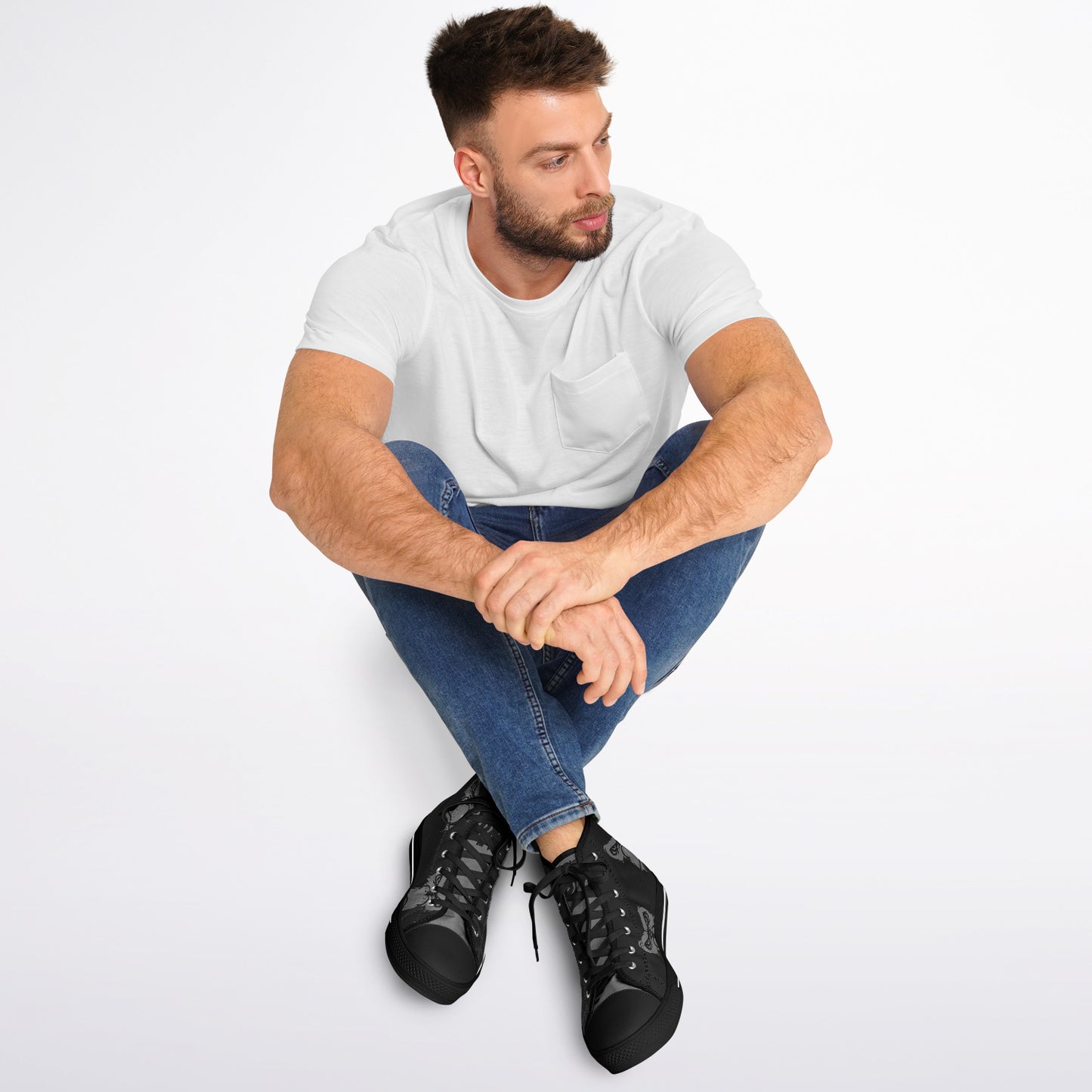 High Top Shoes - Black on Black - Grey