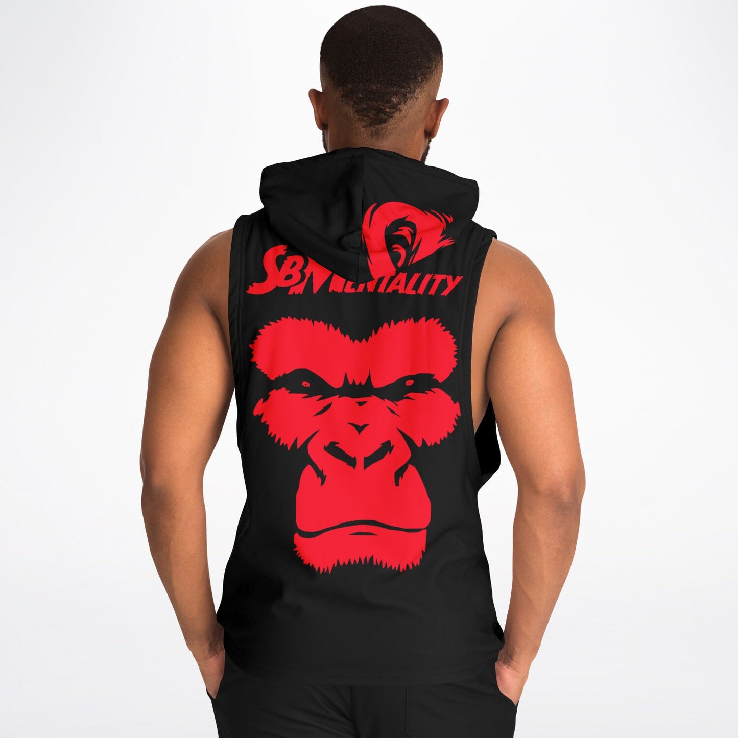 SB Mentality Fashion Drop Armhole Hoodie - Black & Red