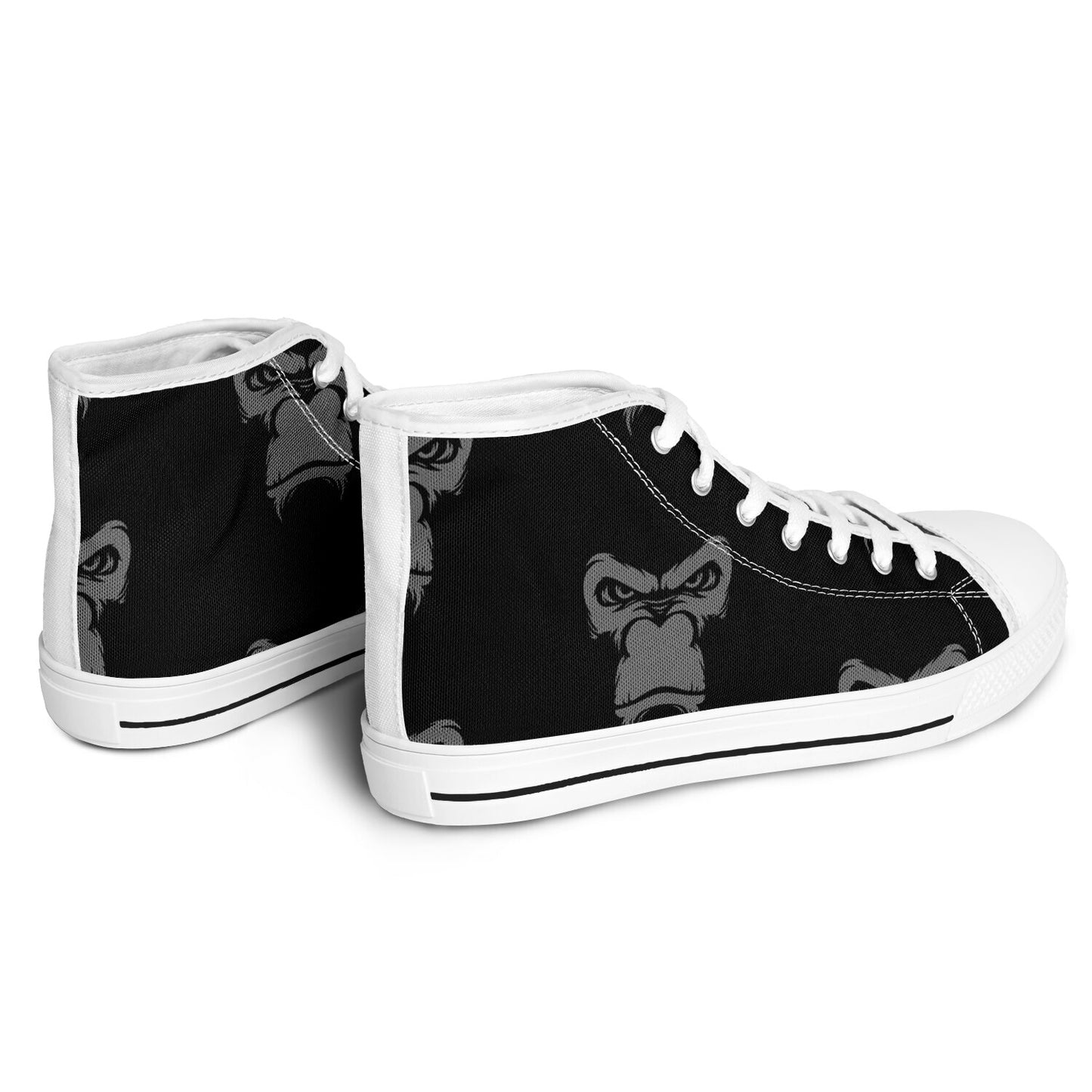 High Top Shoes - White on Black - Grey