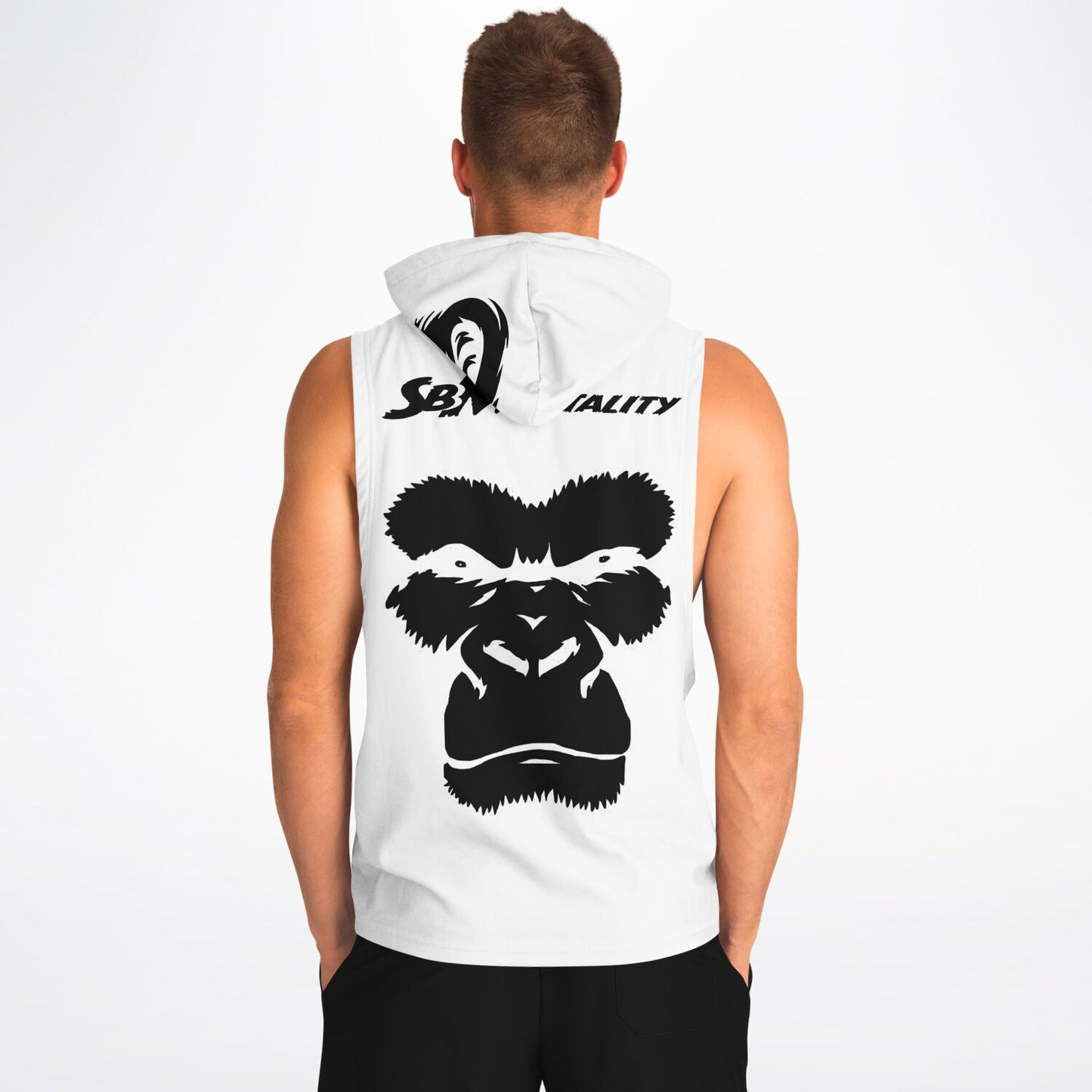 SB Mentality Fashion Drop Armhole Hoodie - White & Charcoal Black