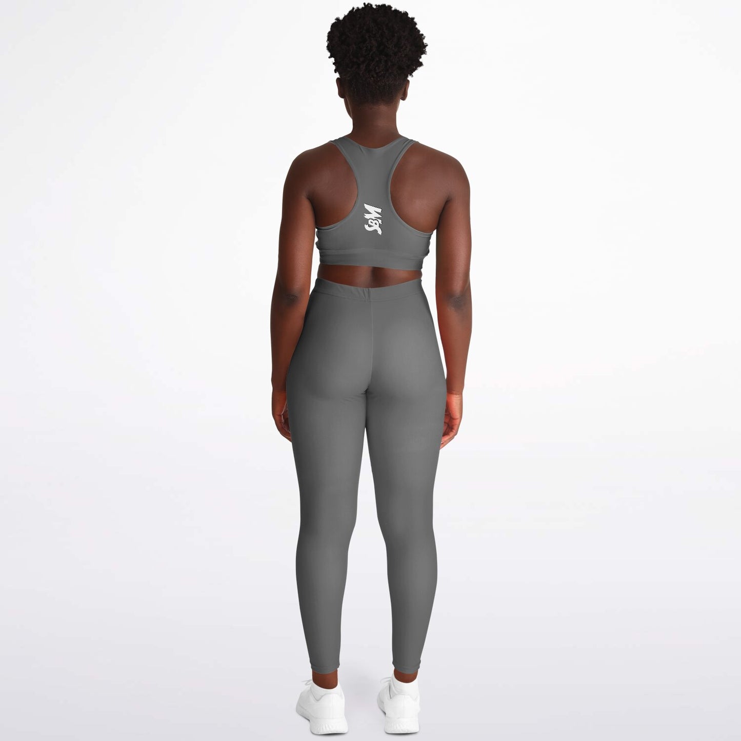 Padded Sports Bra & Leggings - Grey & White