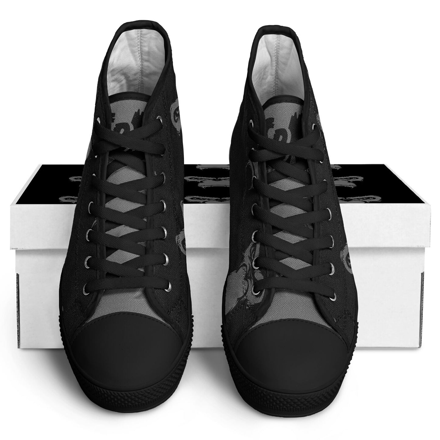 High Top Shoes - Black on Black - Grey