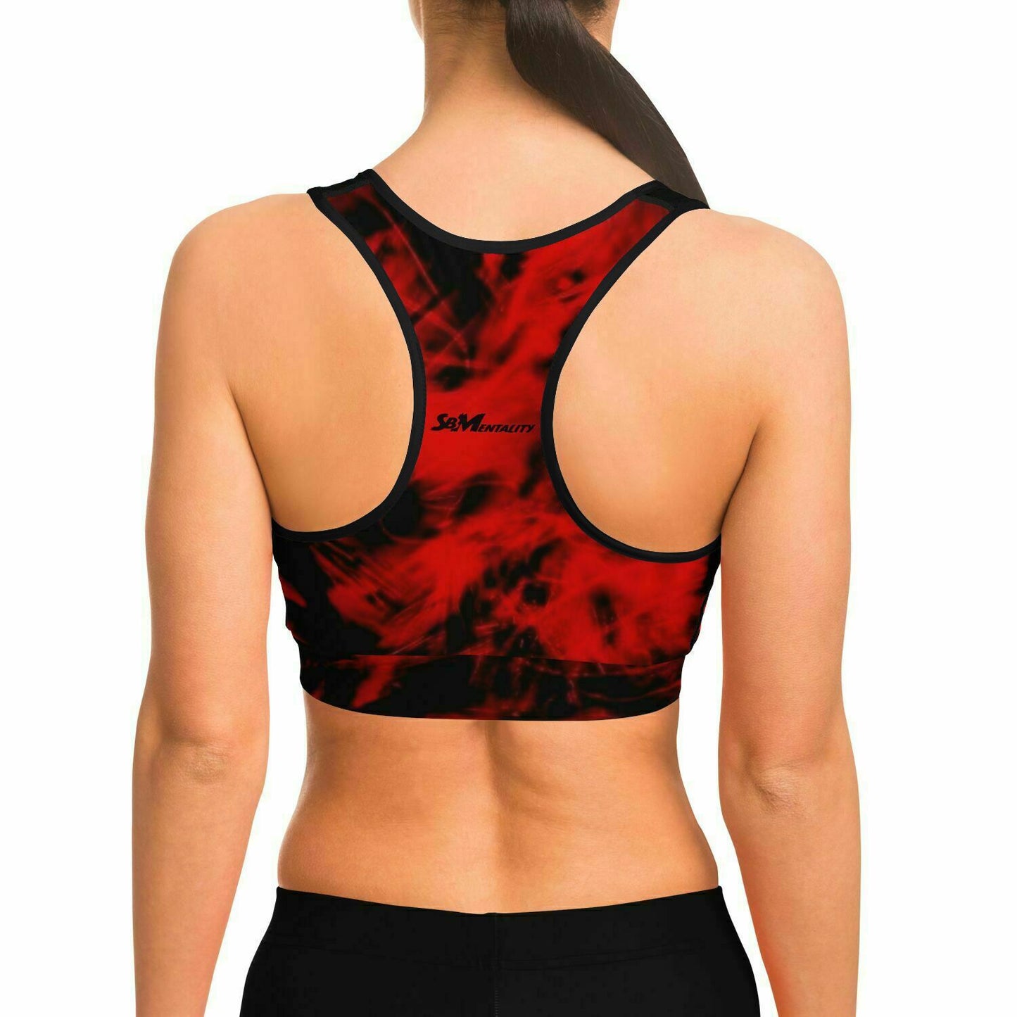 Red & Black Tie Dye Sports Bra