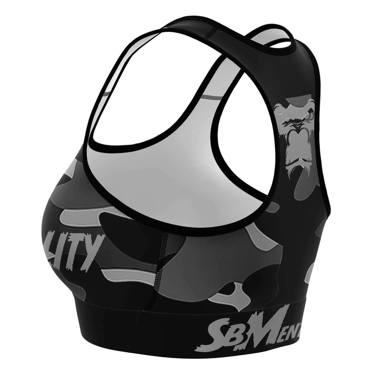 SB Mentality Premium Sports Bra (Black Camouflage/ Light Grey)