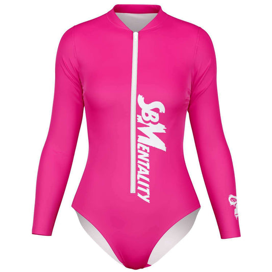 SB Mentality Premium Long - Sleeve Body Suit ( Pink & White )