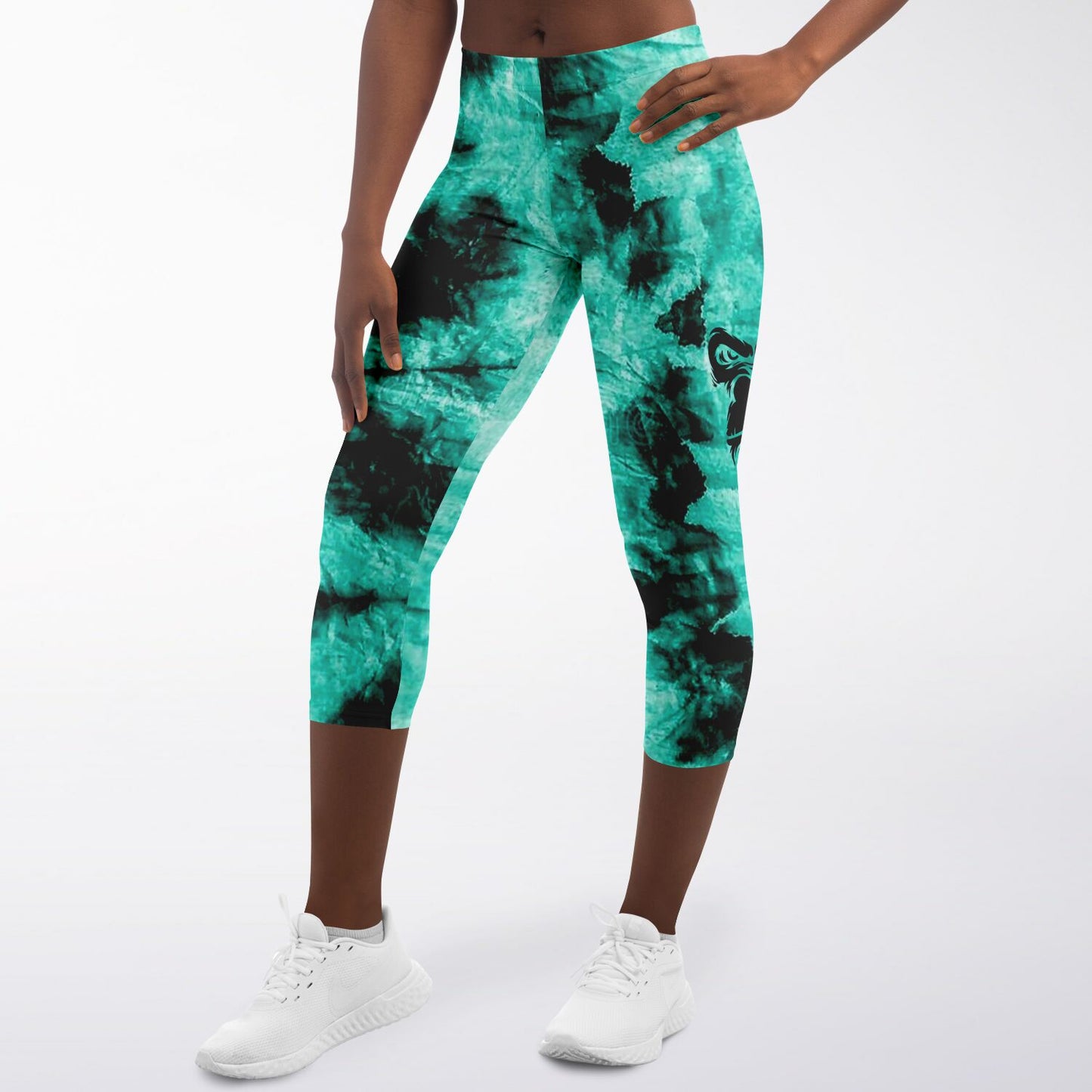 Cropped Leggings - Aqua Green Tie Dye