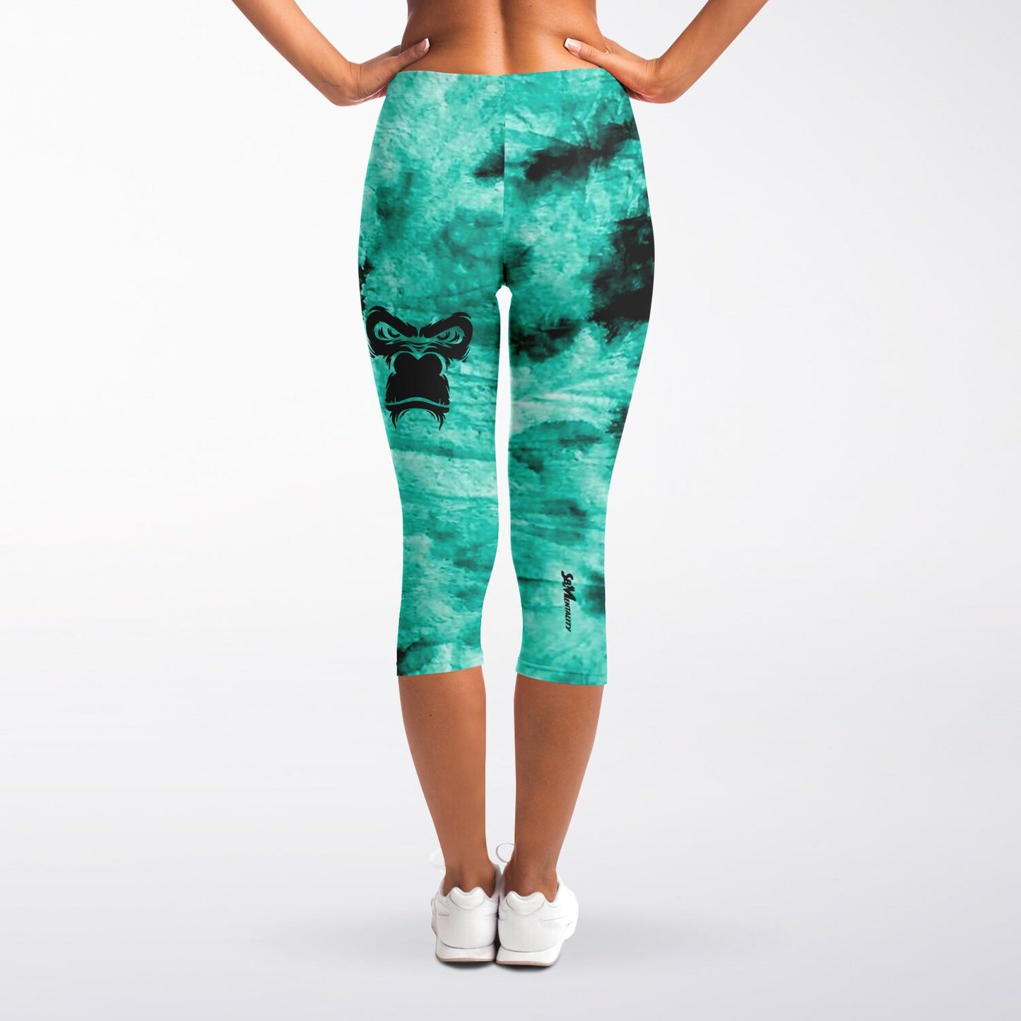 Cropped Leggings - Aqua Green Tie Dye