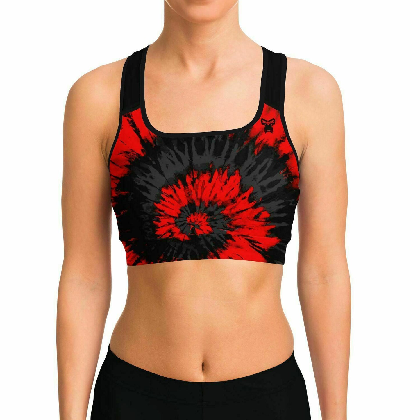 Red & Black Tie Dye Sports Bra