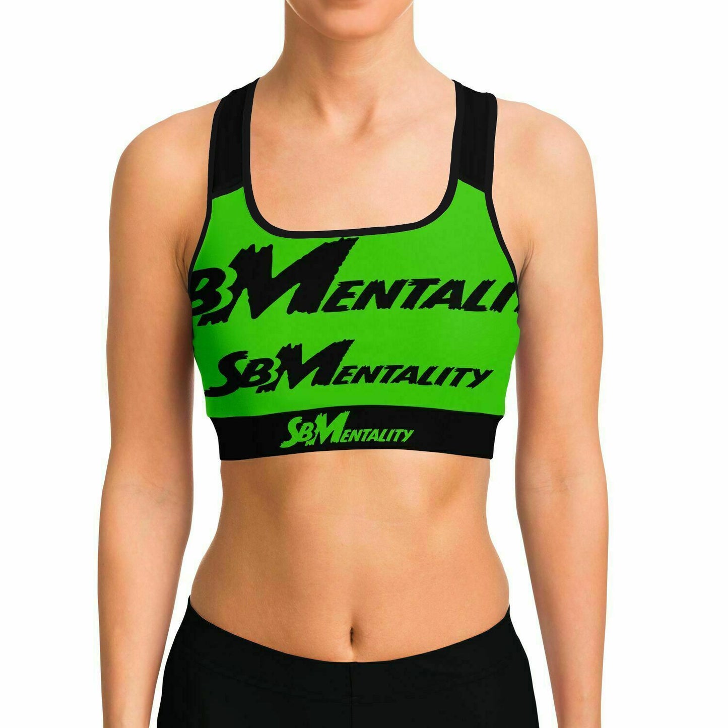 Premium Sports Bra (Black/Lime Green)
