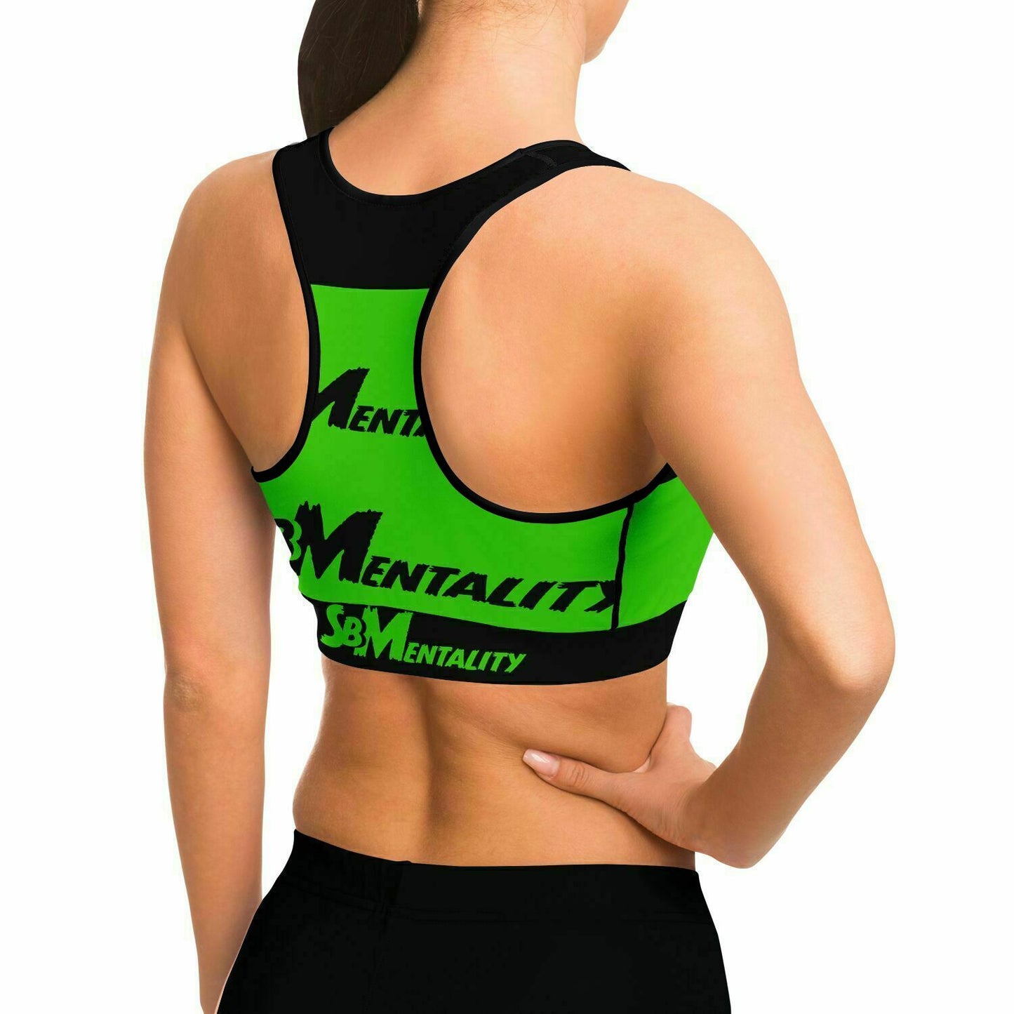 Premium Sports Bra (Black/Lime Green)