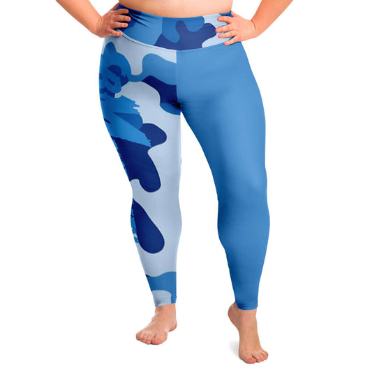 SB Mentality Premium Plus Size Leggings (Blue Camouflage)