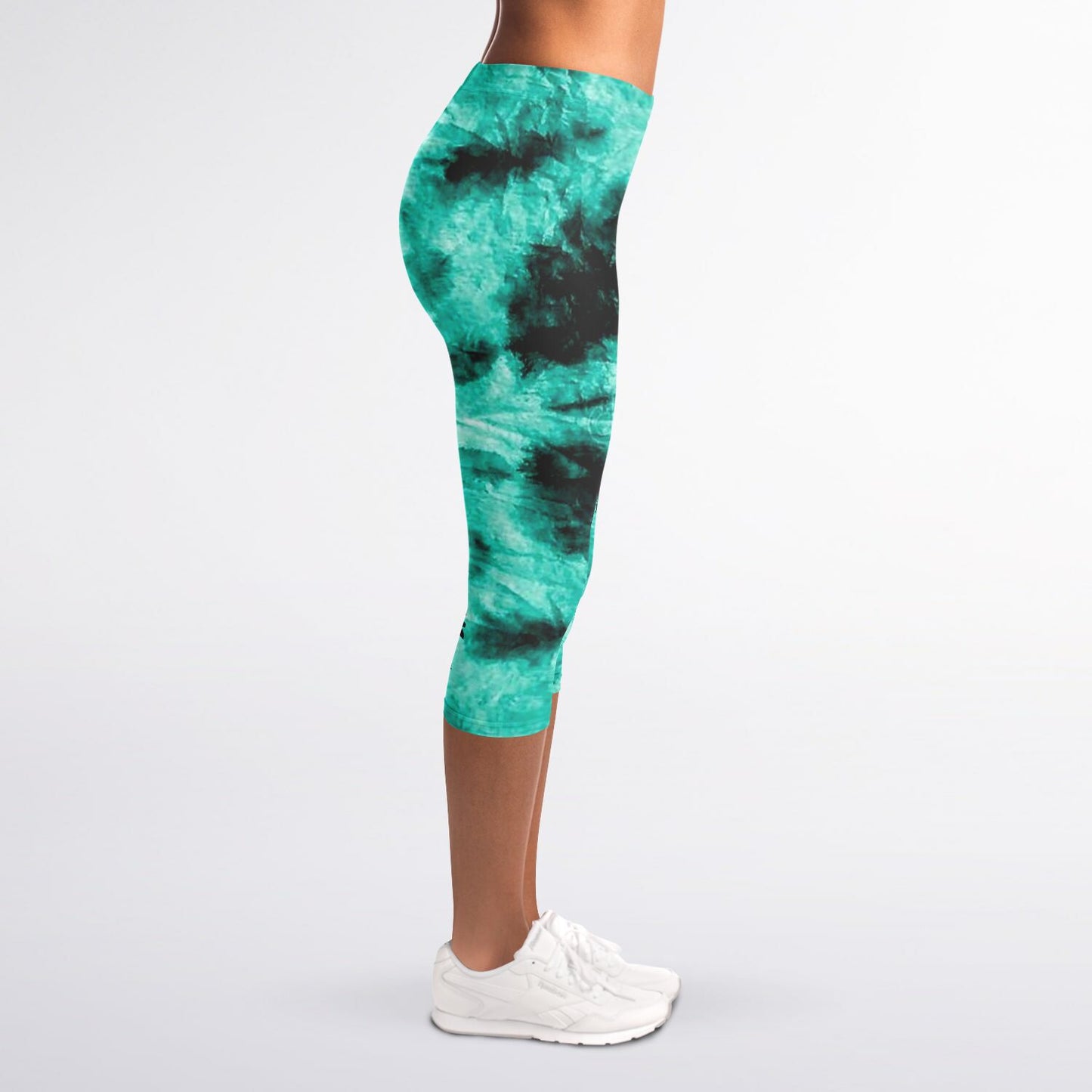 Cropped Leggings - Aqua Green Tie Dye