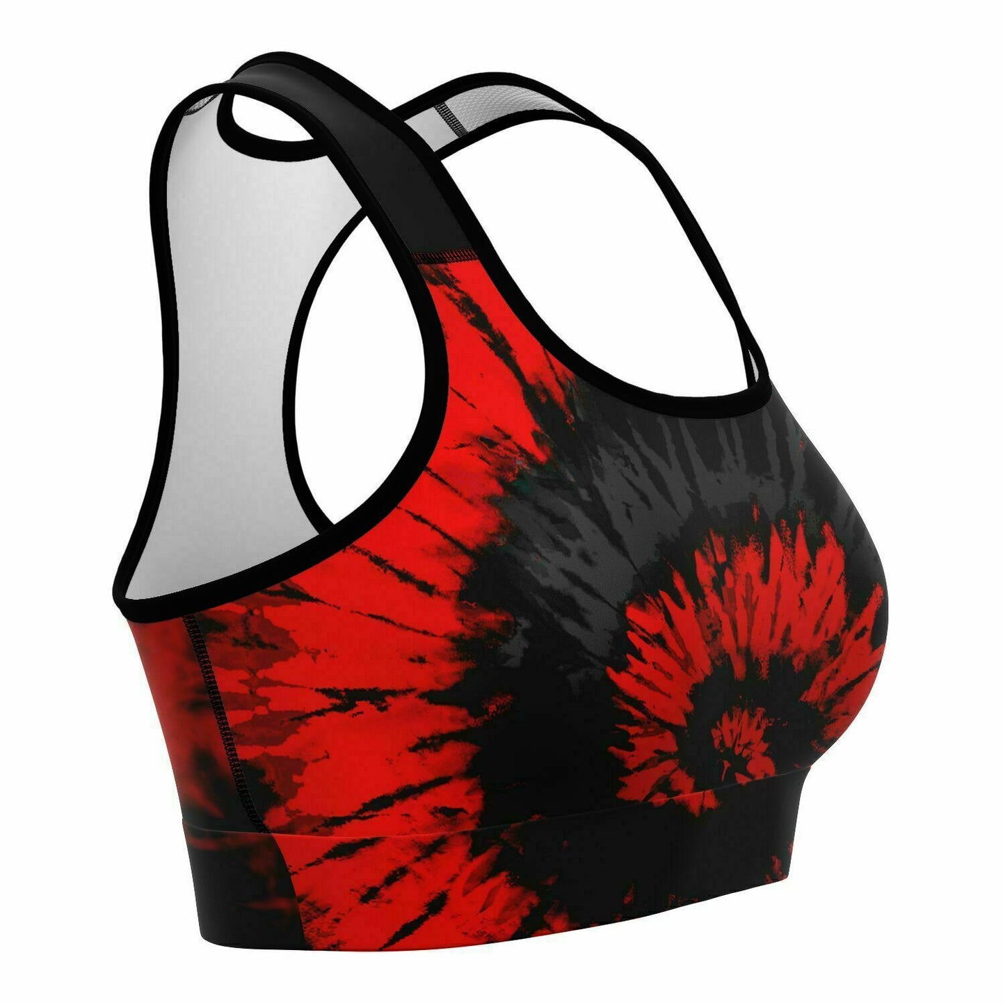 Red & Black Tie Dye Sports Bra